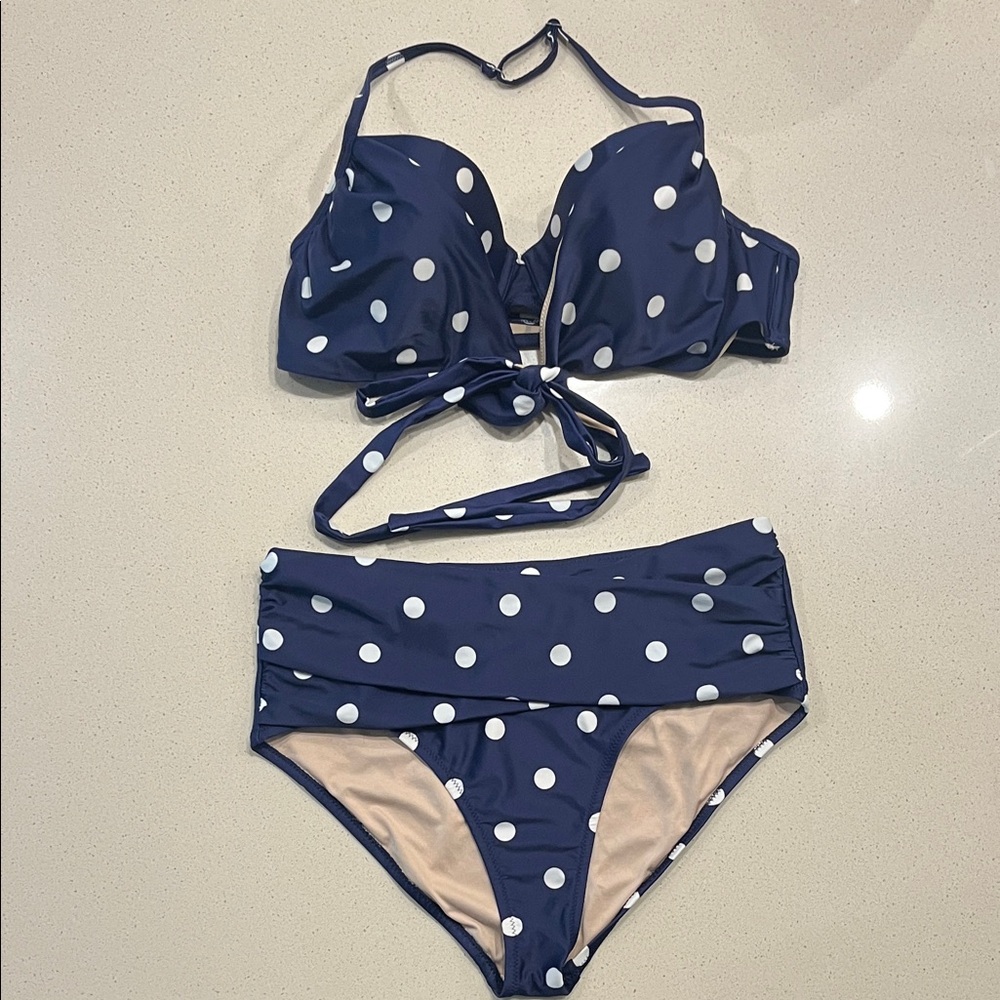 Old Navy Polka Dot Bikini Set - Navy and White